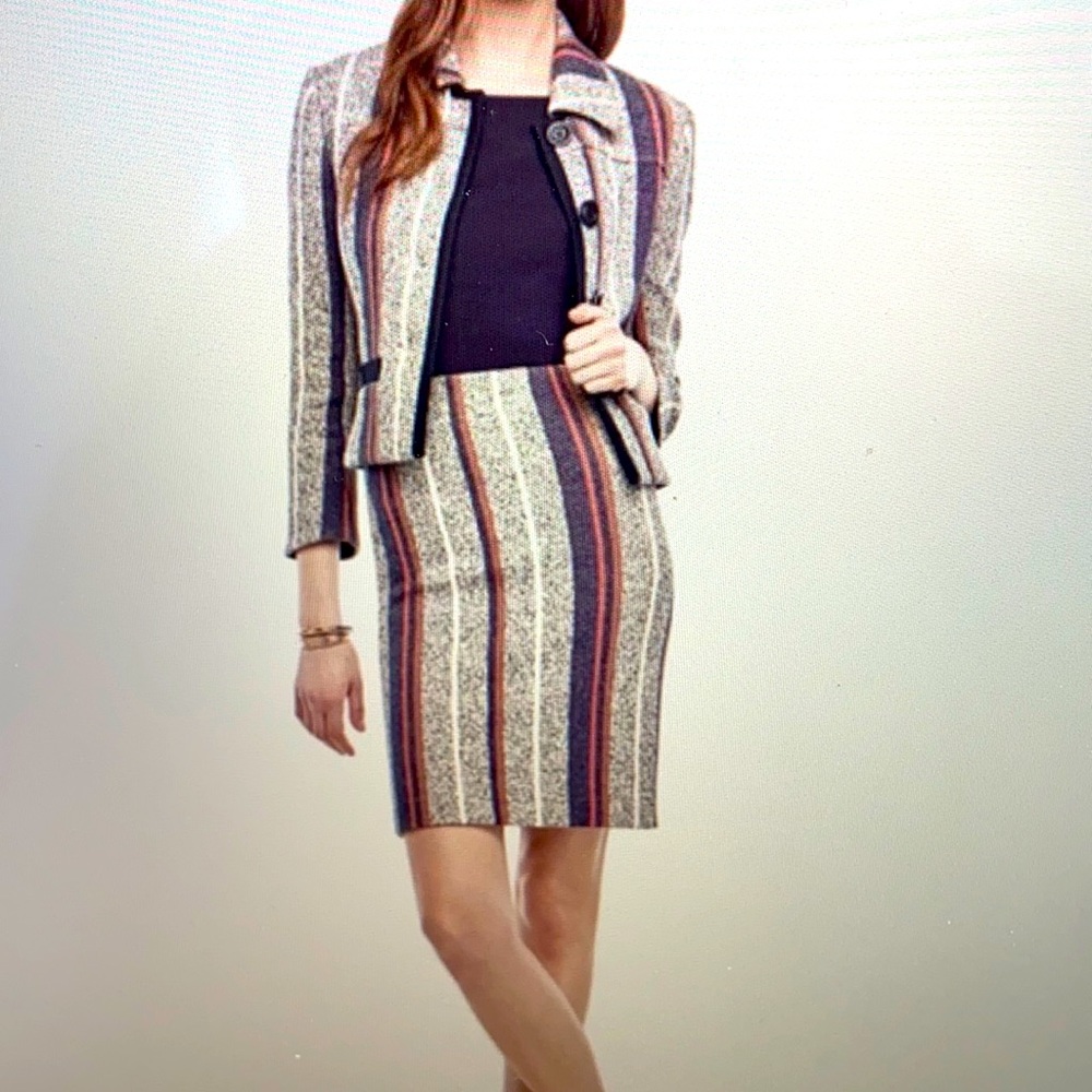 Ann Taylor Tweed Racer Striped Pencil Skirt